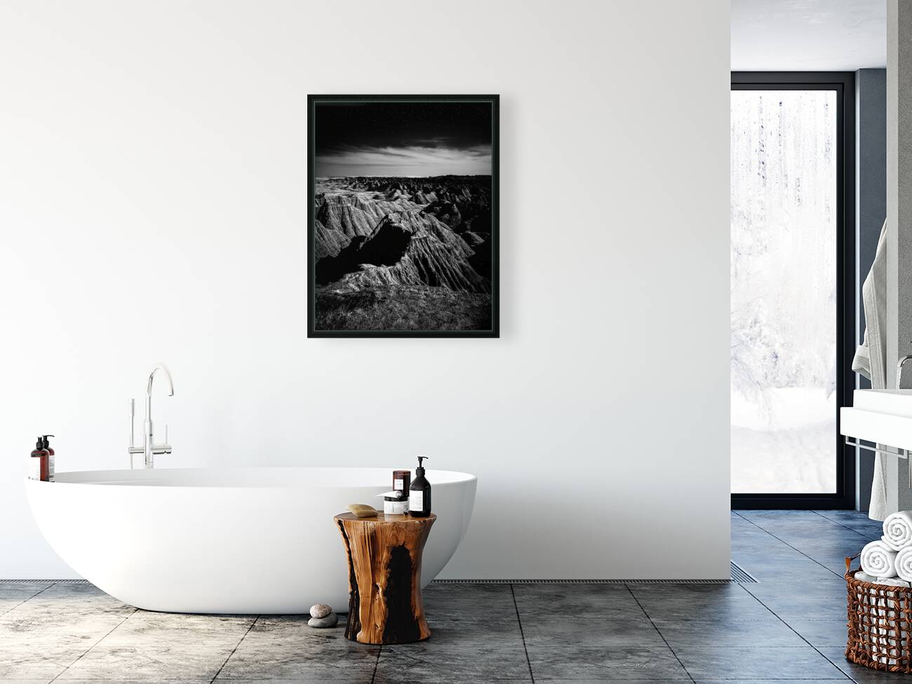 Shadows of the Earth: A Shadowy Ethereal Dance in the Badlands Reproduction