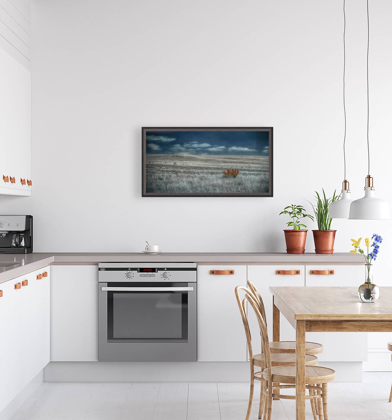 Solitary Flame Under Azure Canopy Reproduction