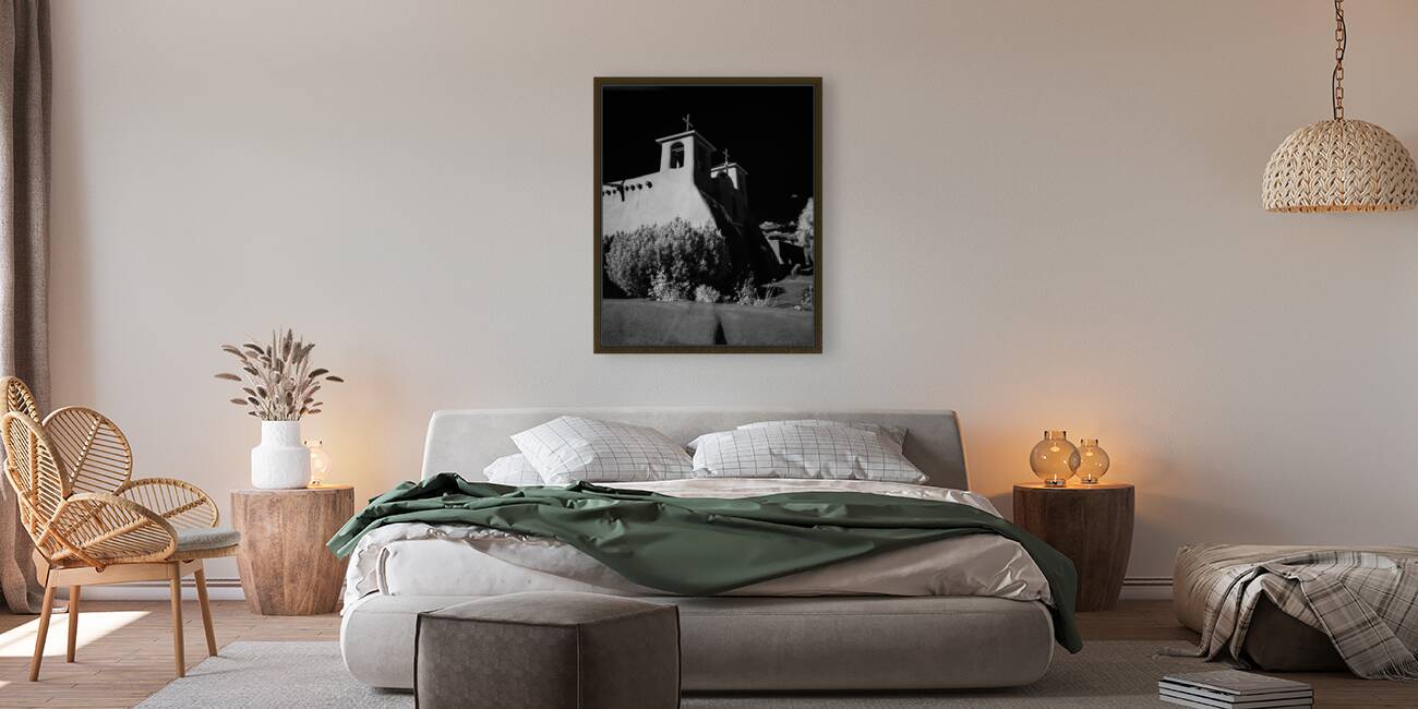 Chiaroscuro of an Adobe Sanctuary Reproduction