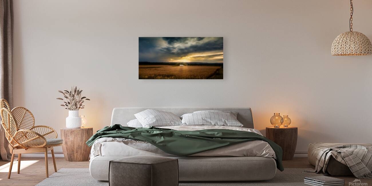 Farmland Sunset Reproduction