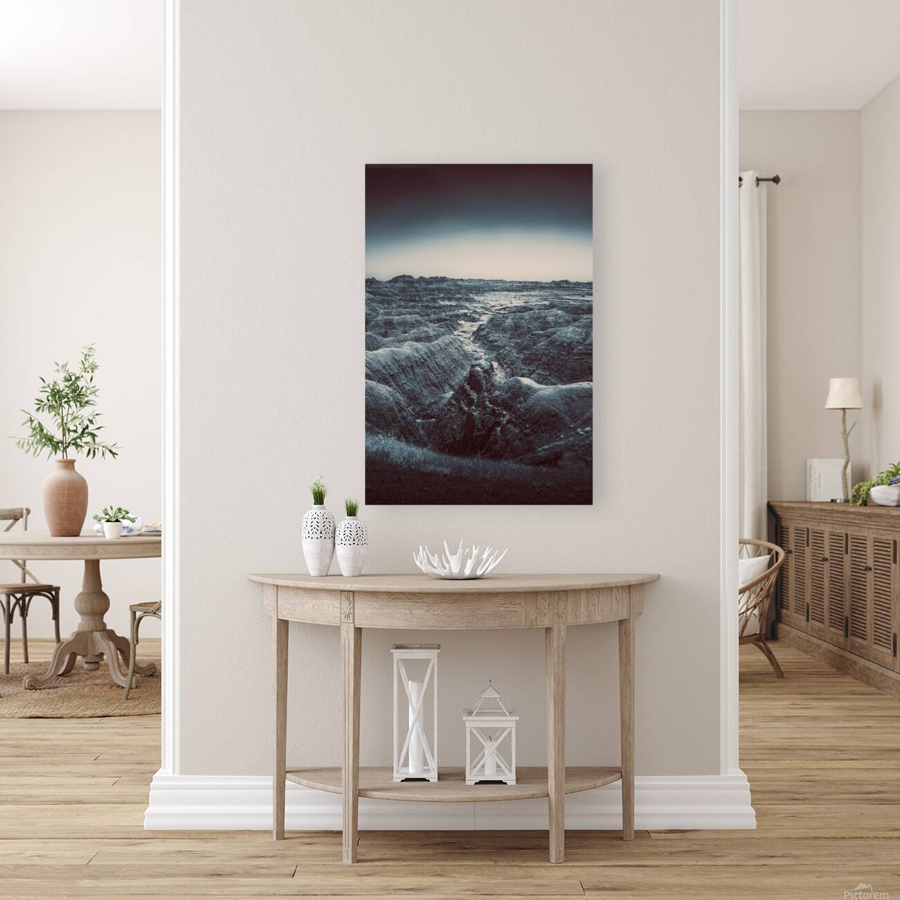 Shadows of the Earth: The Enchanting White River in Badlands Reproduction