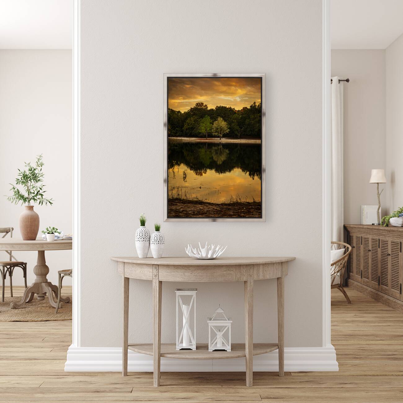 Lakeside Serenade in Sunset Hues Reproduction