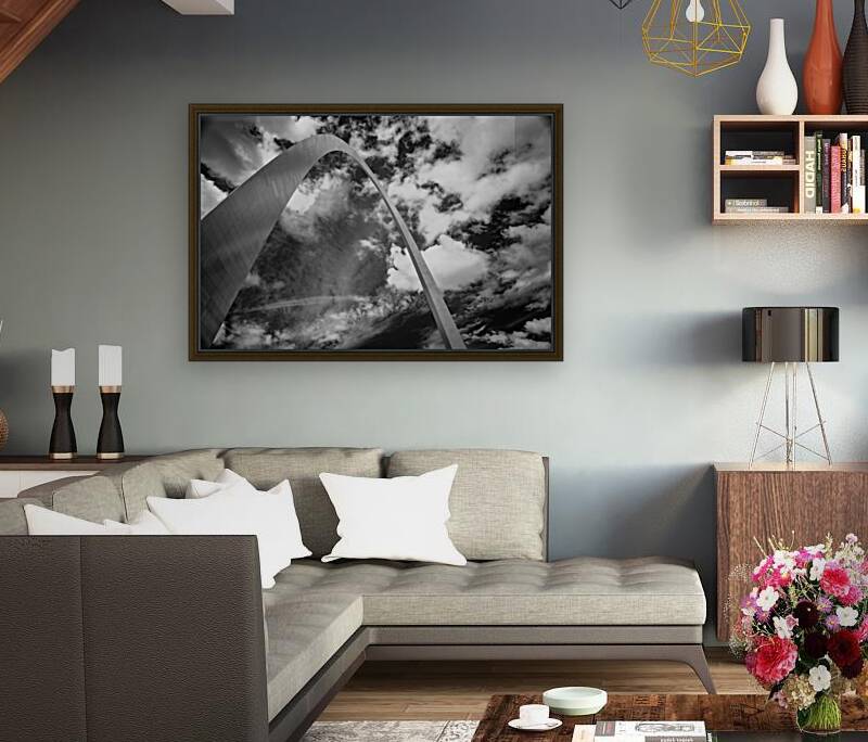 Sculpted Arch Amidst Dynamic Clouds Reproduction