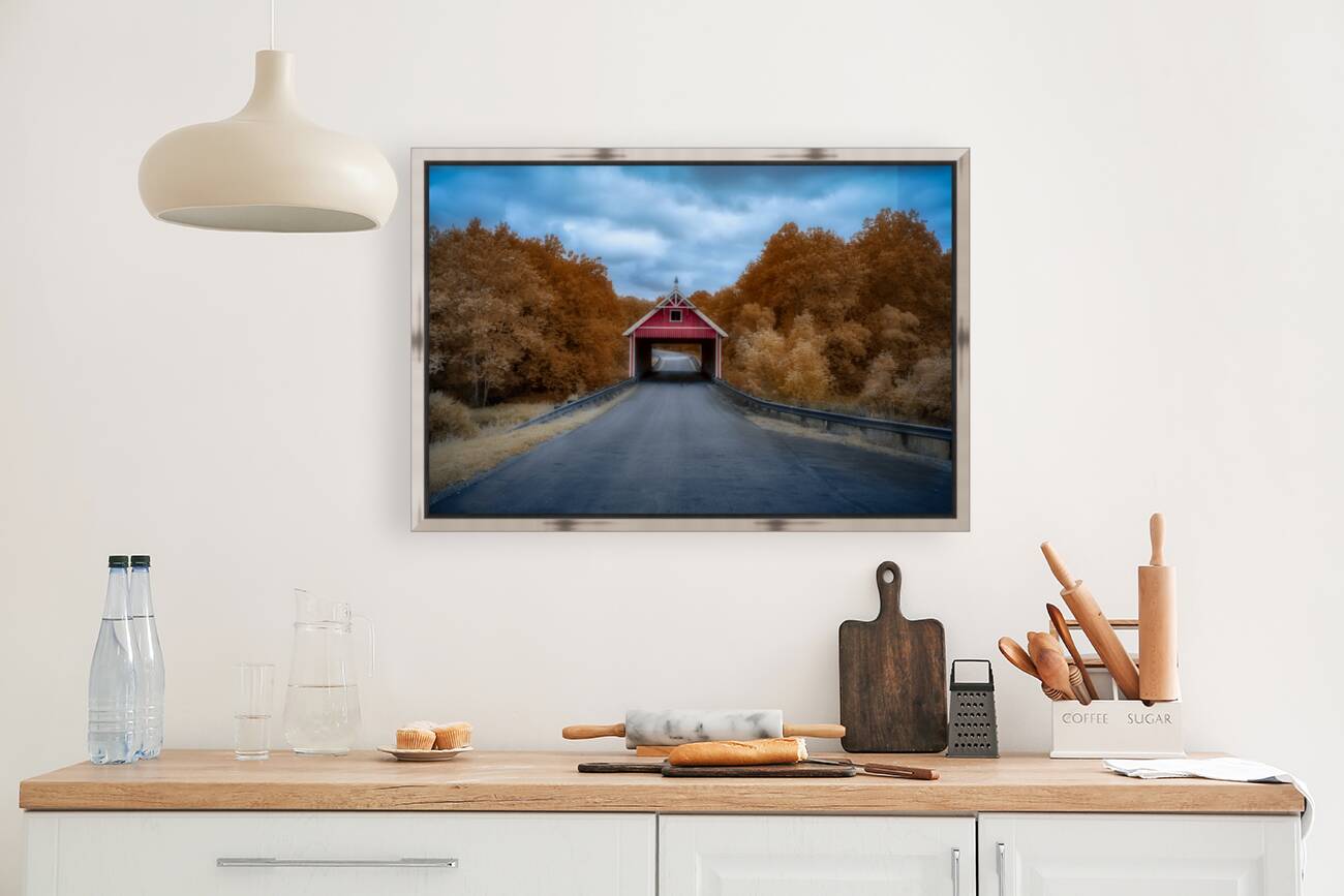 Infrared Serenity: The Red Bridge Reproduction