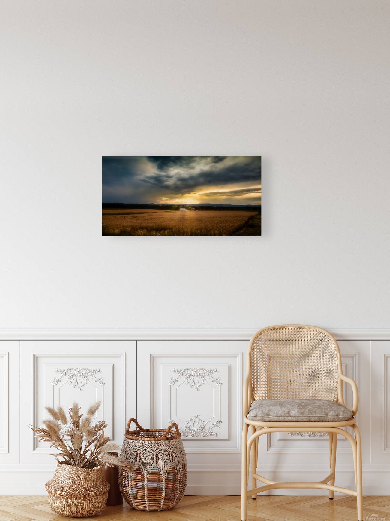 Farmland Sunset Reproduction