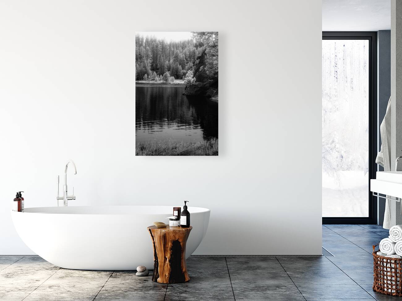 Enchanting Haze: Hazy Pines in Infrared at Sylvan Lake South Dakota Reproduction