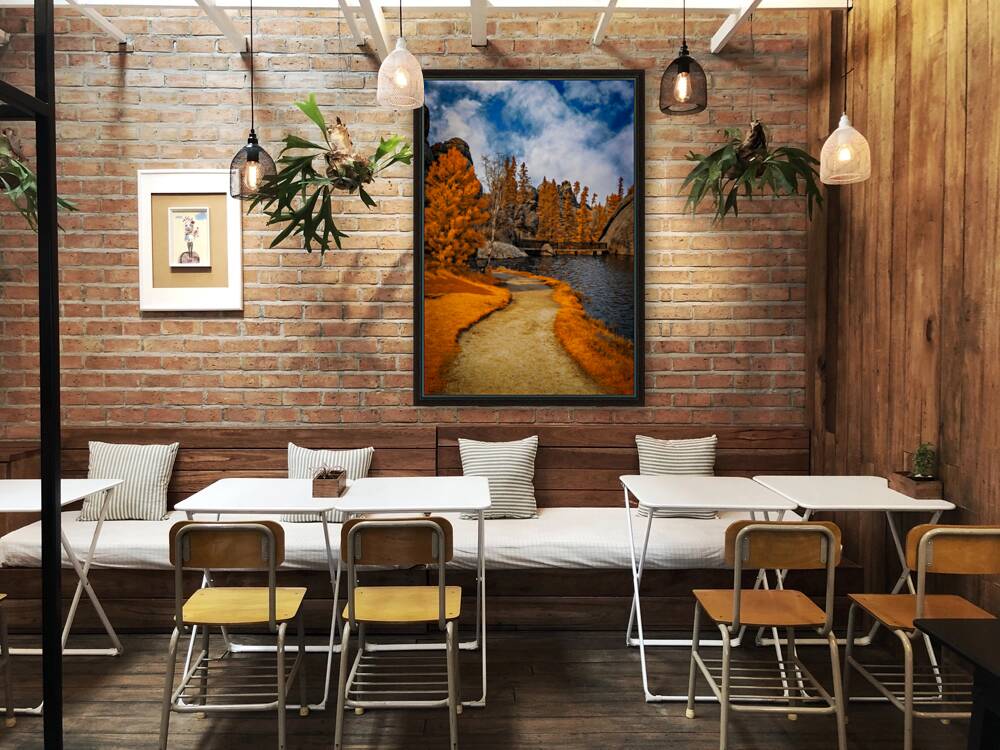  Autumnal Serenity: Sylvan Lake Path in Infrared Reproduction