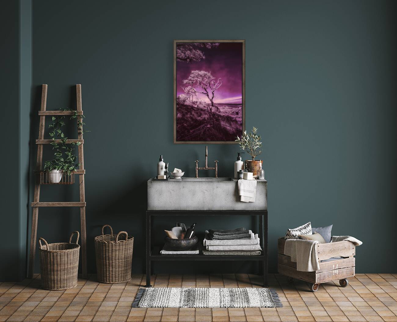 Purple Bonsai:A Botanical Marvel Unveiled on Driftwood Beach Reproduction