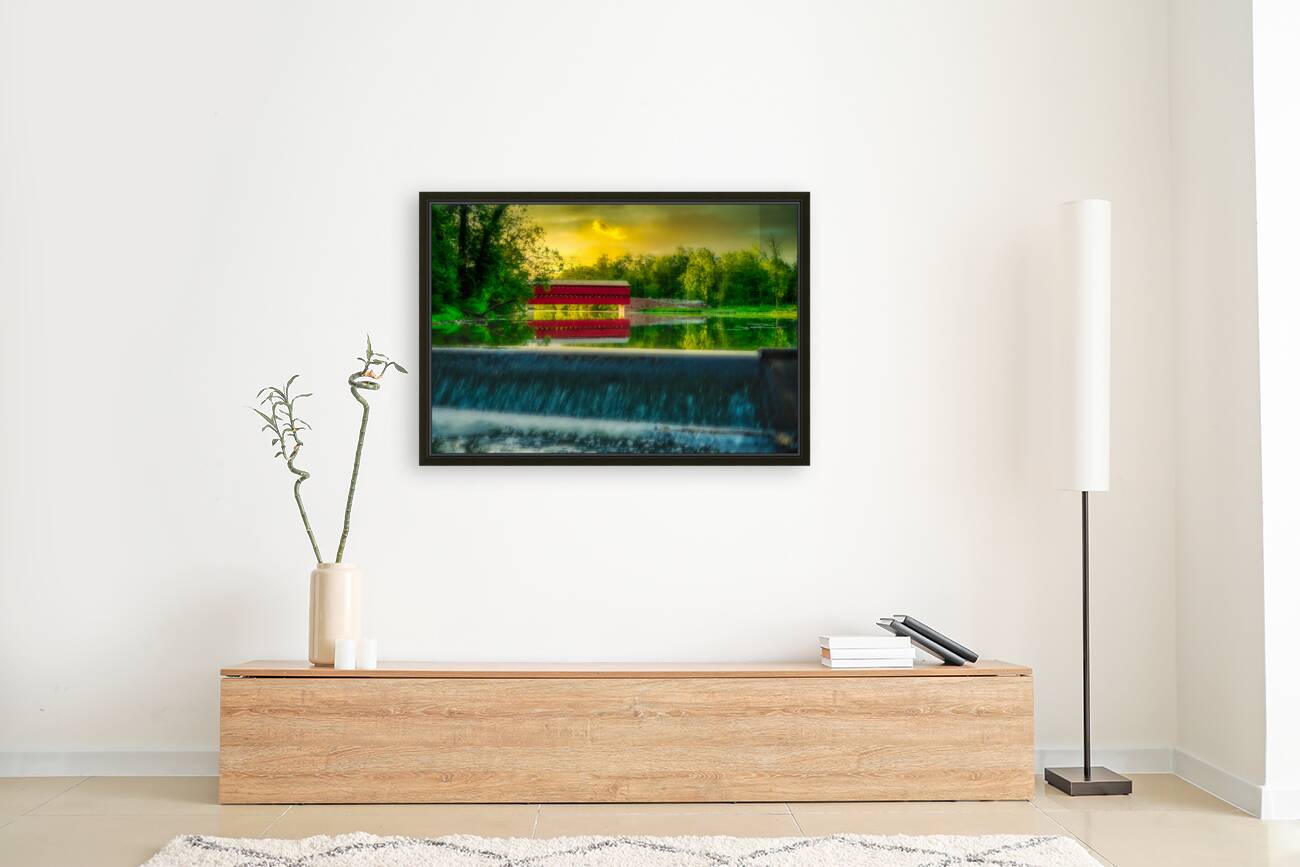 Tranquil Reflections: A Captivating Sunset at Sachs Bridge Reproduction