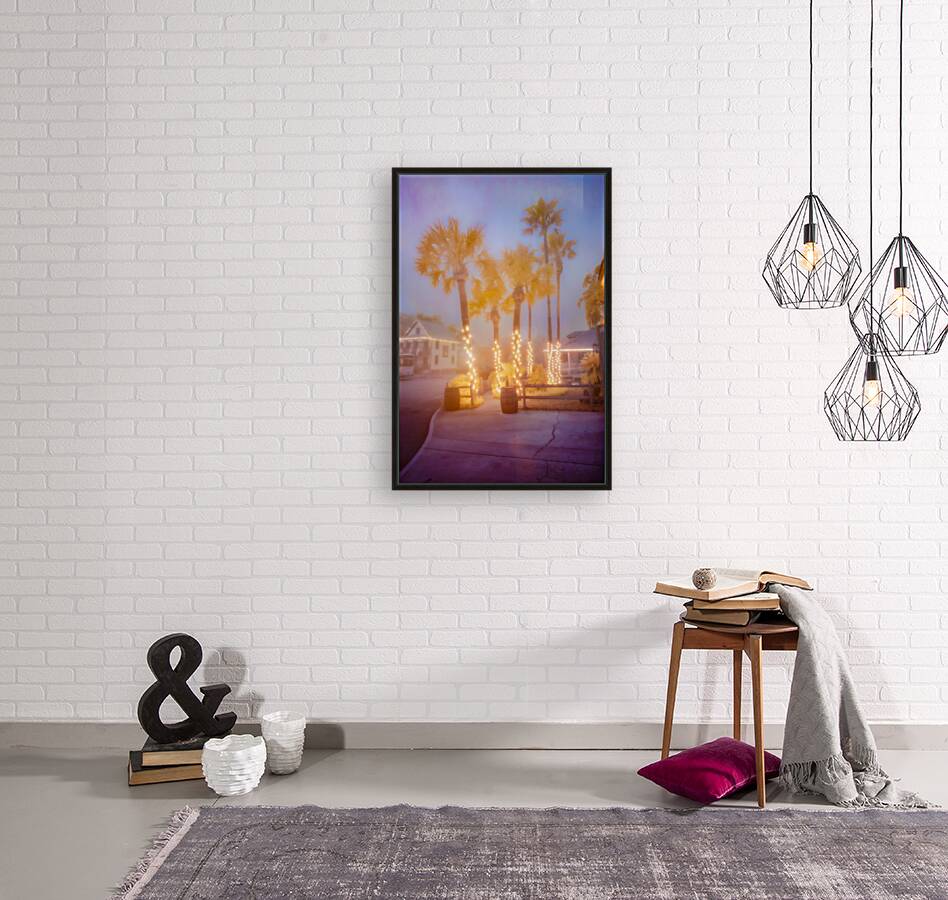 Enchanting Saint Augustine: Palm Trees Aglow with Christmas Magic Reproduction