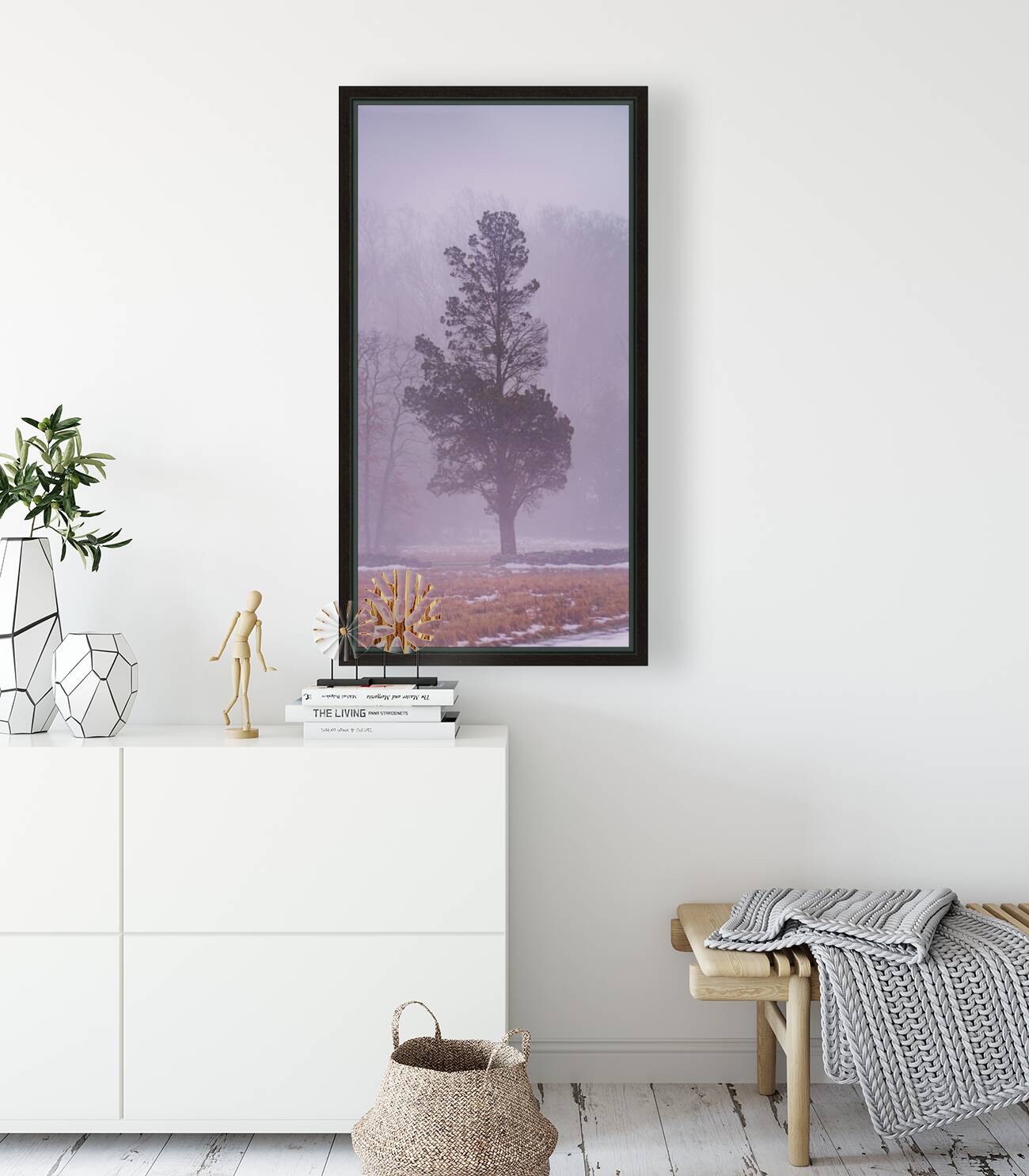 Winter Tranquility: Lone Withdrawn Tree in Gettysburg Reproduction