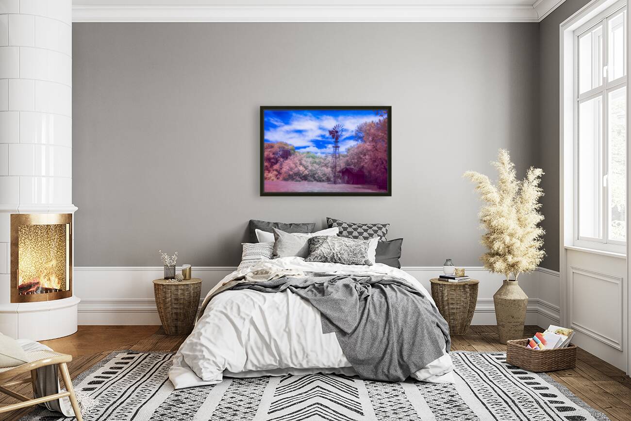 Windmill Whispers: Rustic Charm Amidst the Farm Fields Reproduction