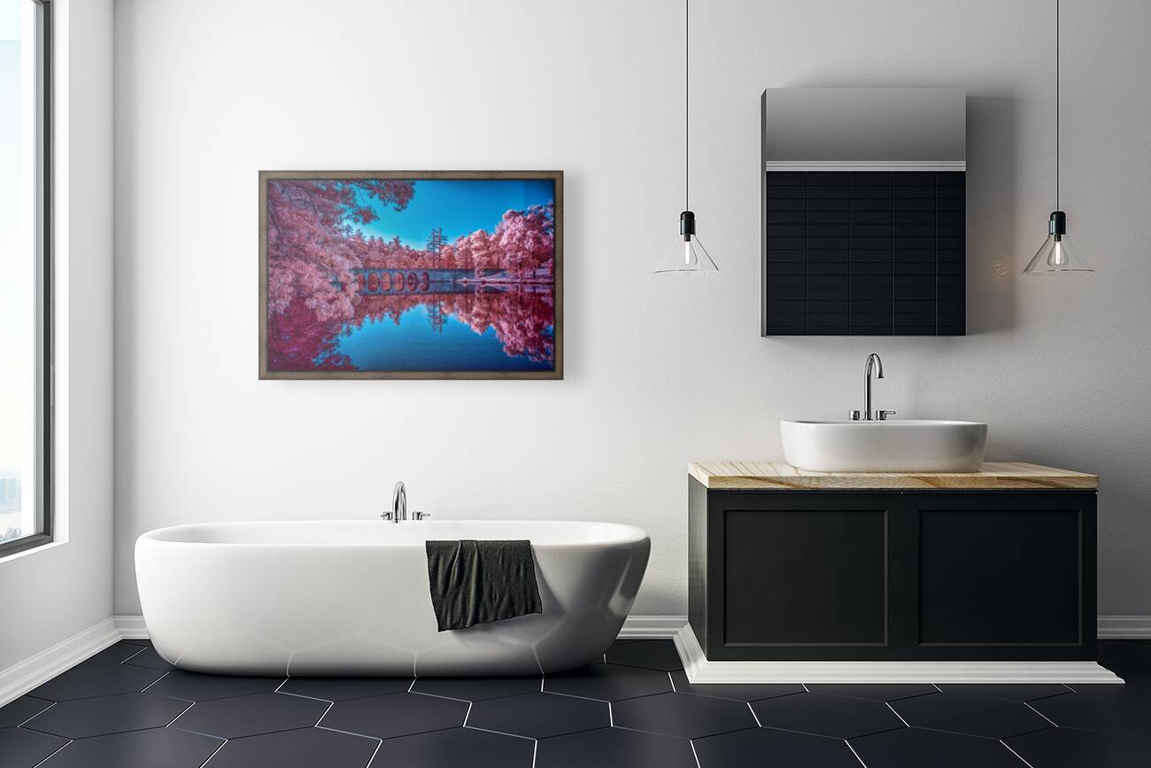 Infrared Oasis: Pink Arches Reproduction