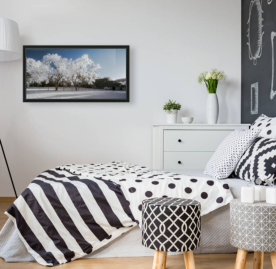 Surreal Barnyard: Glowing Trees in Texas Reproduction