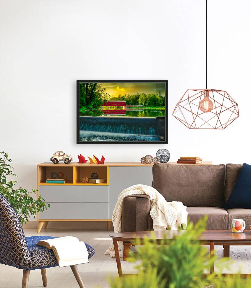 Tranquil Reflections: A Captivating Sunset at Sachs Bridge Reproduction