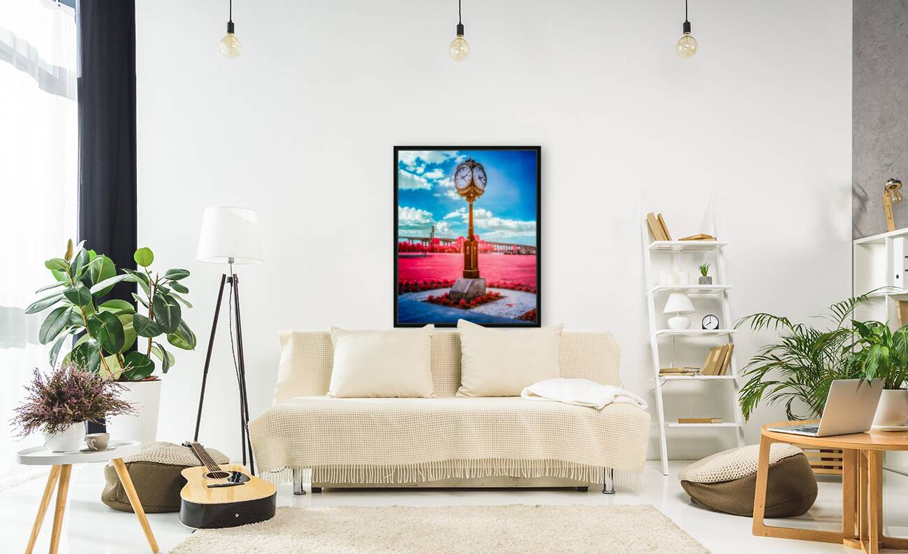 Timeless Radiance: Fort Myers Town Clock in Infrared Reproduction