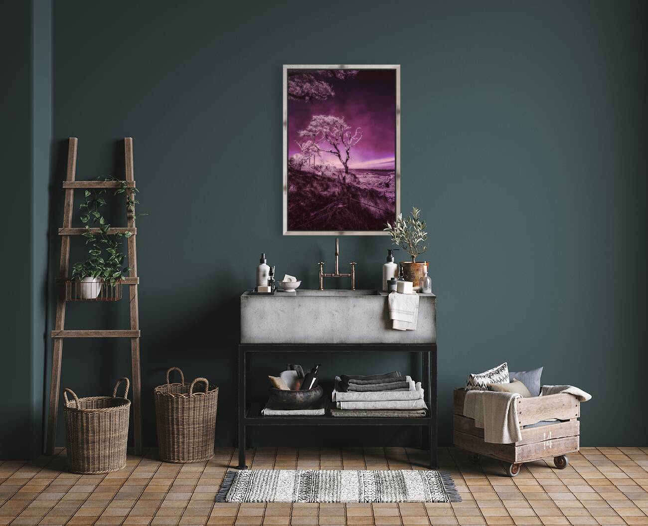 Purple Bonsai:A Botanical Marvel Unveiled on Driftwood Beach Reproduction