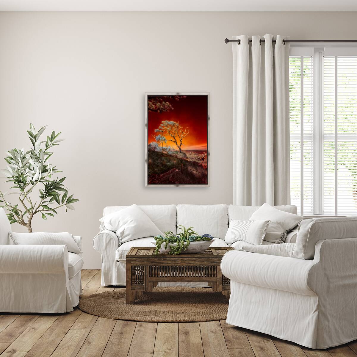 Ruby Bonsai: A Botanical Marvel Unveiled on Driftwood Beach Reproduction