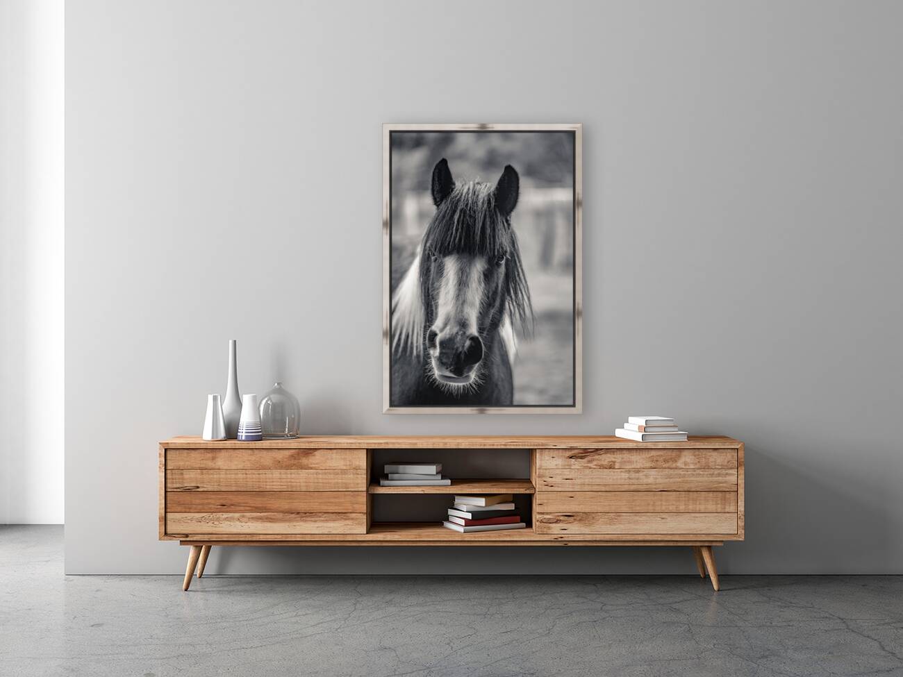 Curious Gaze: A Captivating Encounter with a Silent Horse  Reproduction