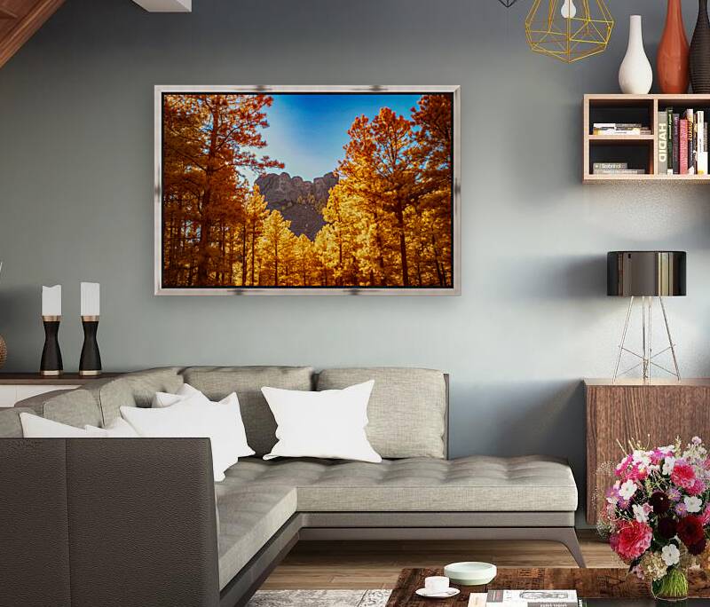 Mount Rushmore Yellow Glow: Infrared Beauty Amidst the Trees Reproduction