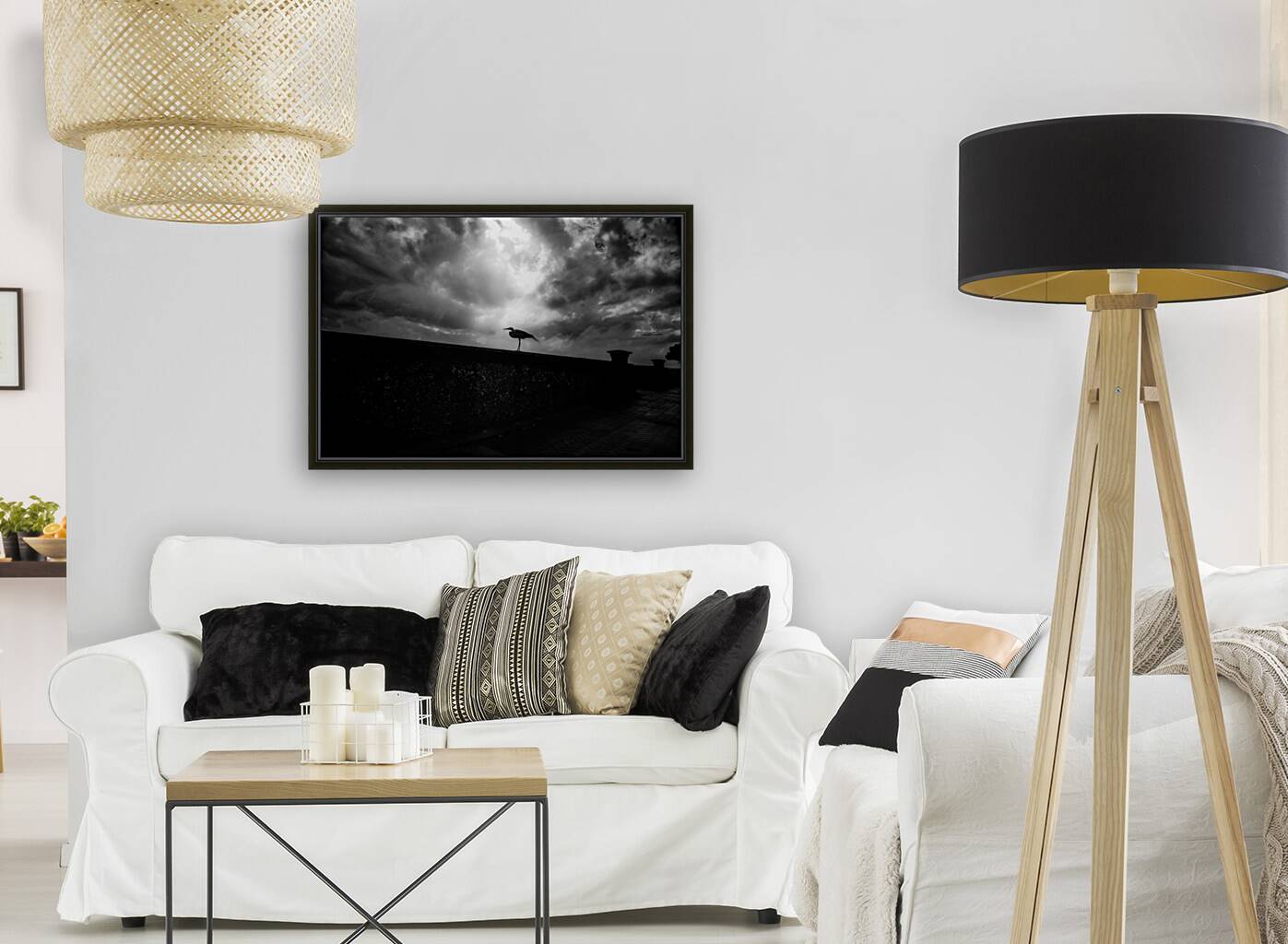 Rainy Day Stroll: Capturing Serenity with a Silhouetted Bird in Saint Marys Georgia Reproduction