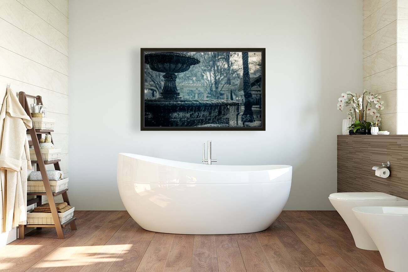 Rainy Day Wonders: Fountain Frozen in time in Saint Marys Georgia Reproduction