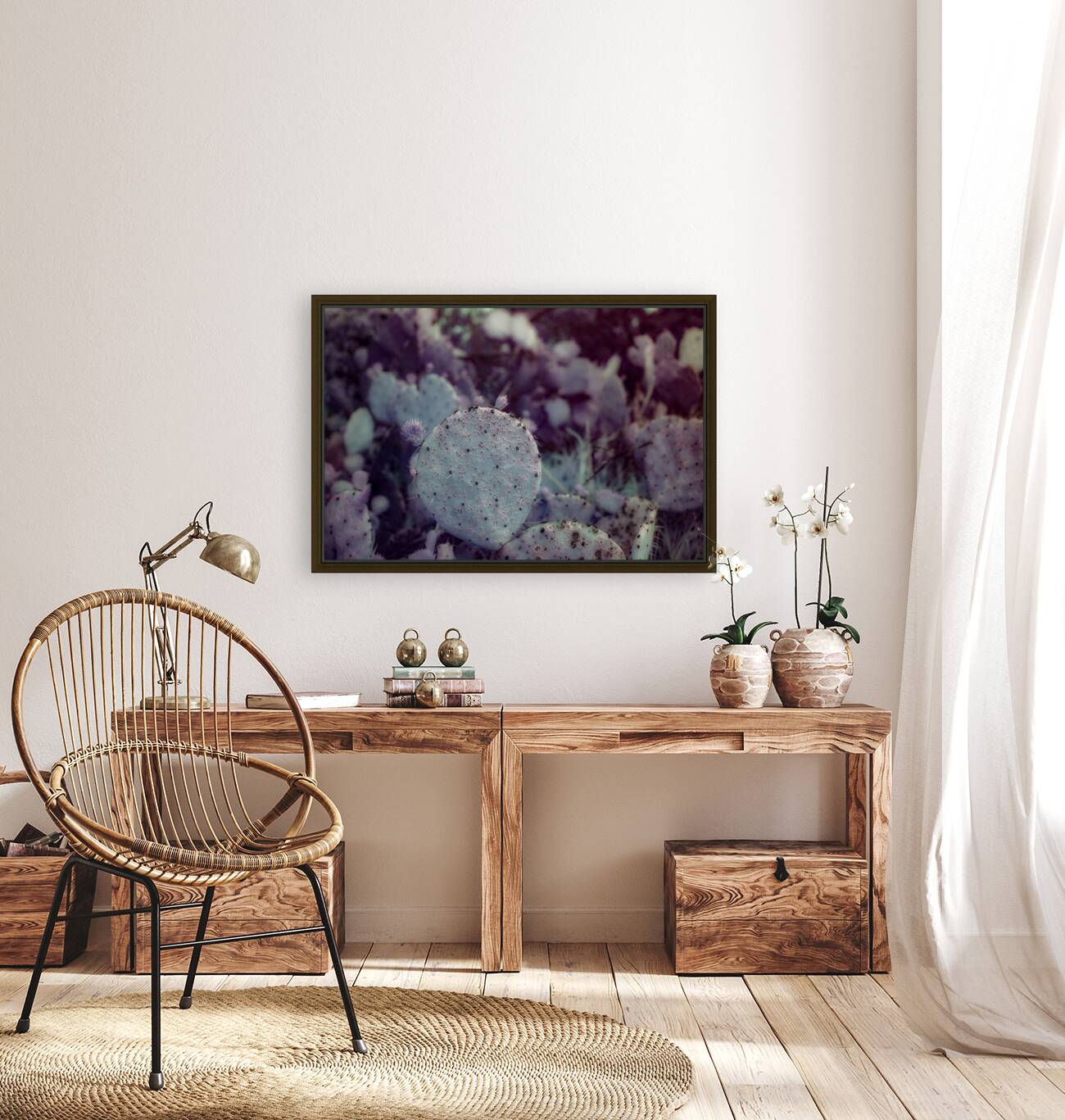 Desert Shadows: Purple Infrared Texas Cactus Reproduction