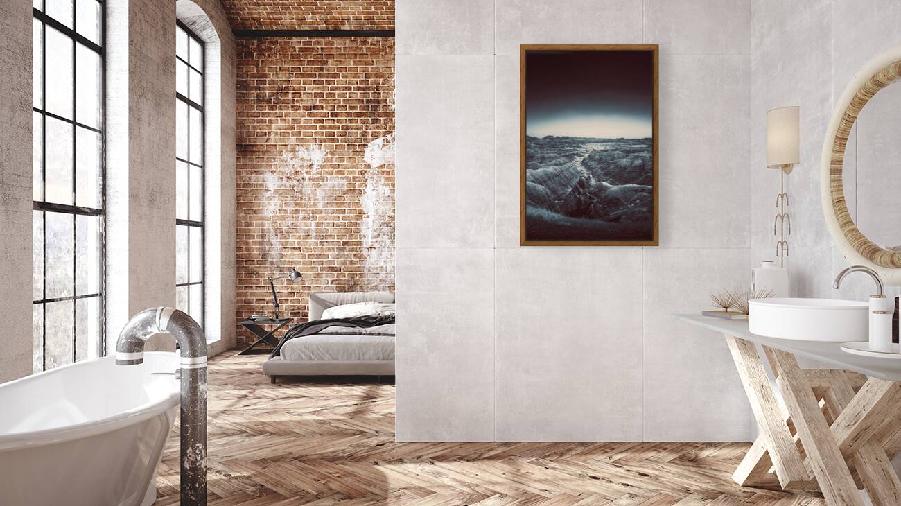 Shadows of the Earth: The Enchanting White River in Badlands Reproduction