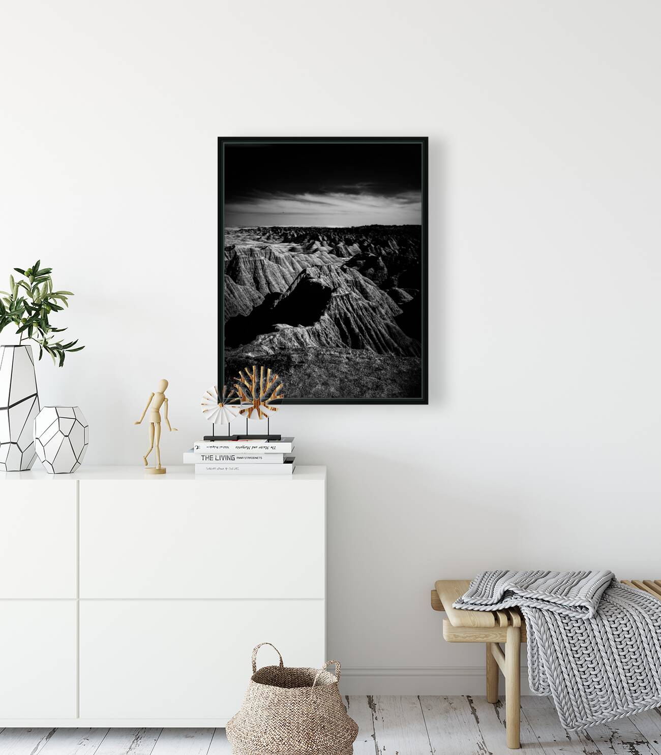 Shadows of the Earth: A Shadowy Ethereal Dance in the Badlands Reproduction