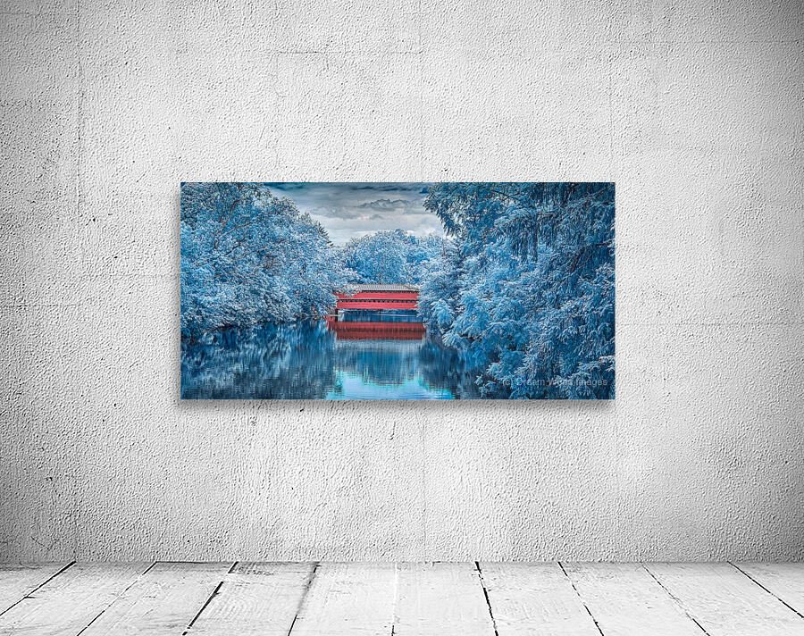 Sachs Bridge: Reflective Tranquility in Infrared Wall Preview