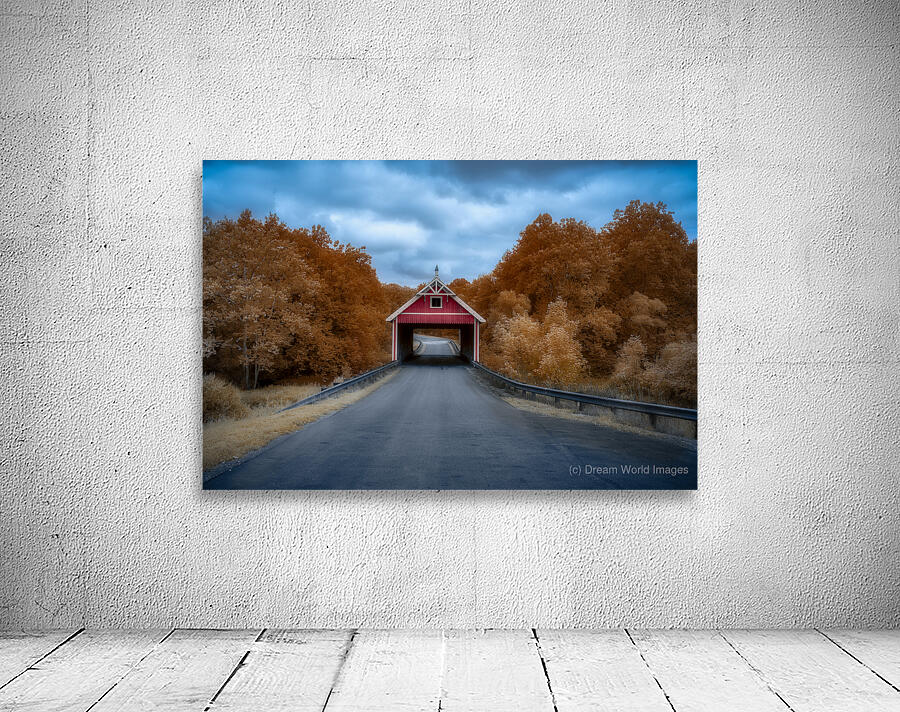 Infrared Serenity: The Red Bridge Wall Preview