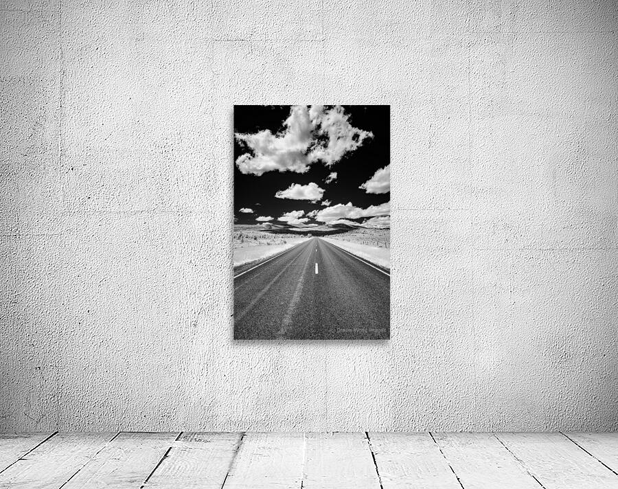 Rural Majesty Unveiled: Montanas Highway Horizon in Black and White Infrared Splendor  Wall Preview