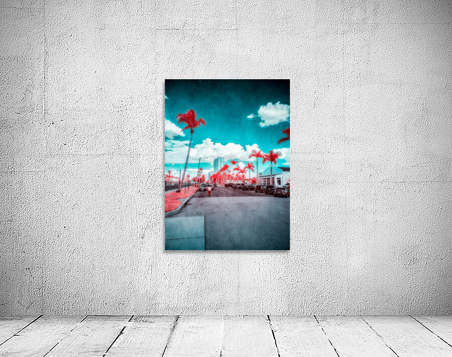Urban Mirage: Fort Myers Street in Infrared Splendor Wall Preview