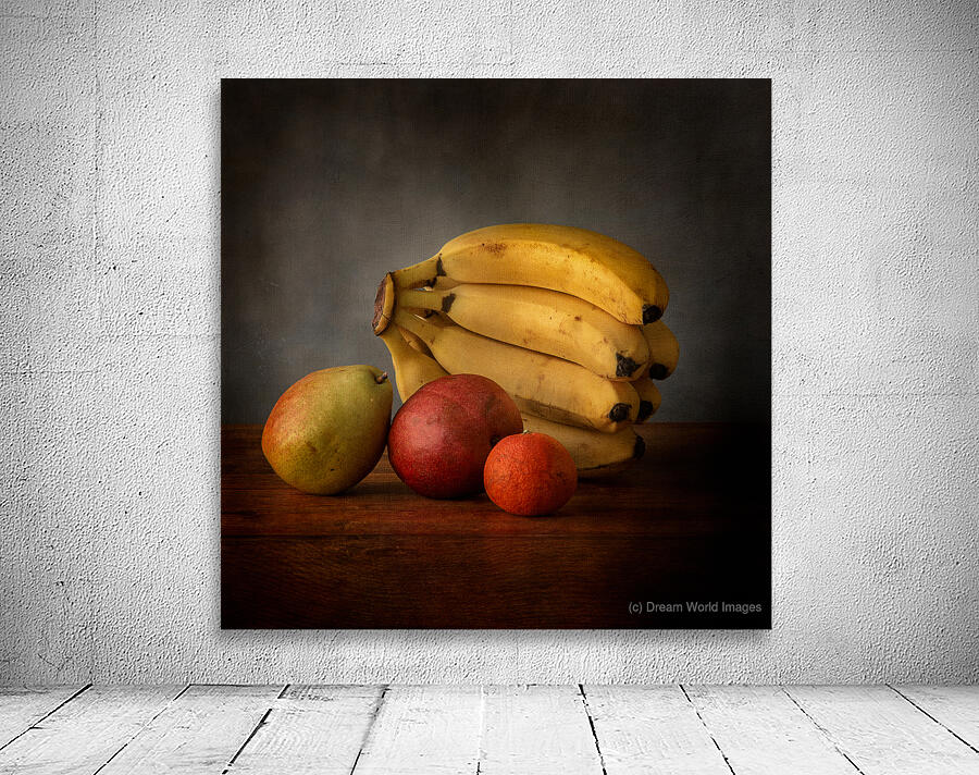 Bountiful Medley: Bananas Behind Green Pear Red Pear and Orange Wall Preview