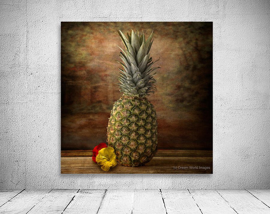 Tropical Symphony: Pineapple and Flowers Still Life Fine Art Wall Preview