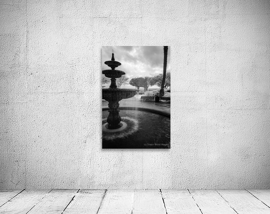 Monochromatic Elegance: Rainy Day Reverie at the Fountain in Saint Marys Georgia Wall Preview