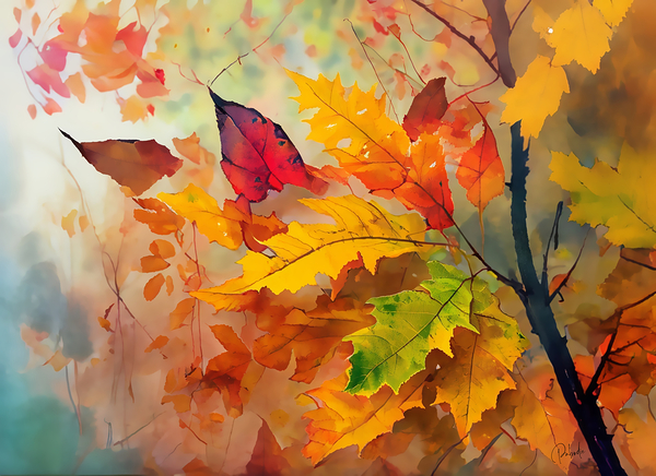 Fall Leaves in the Mist Digital Download