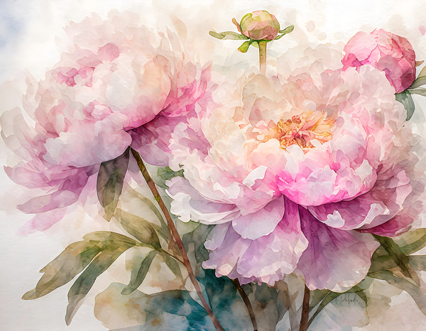 Peonies Watercolor Téléchargement Numérique