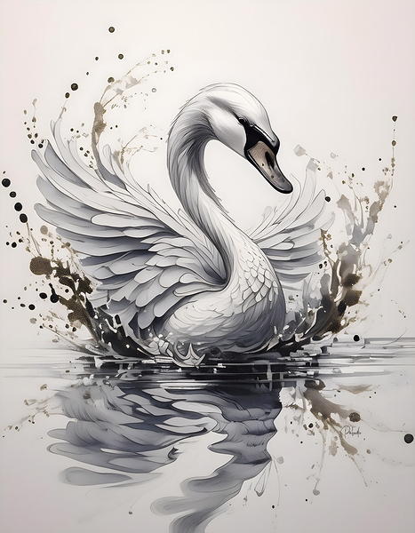 The Swan Ink Wash Digital Download