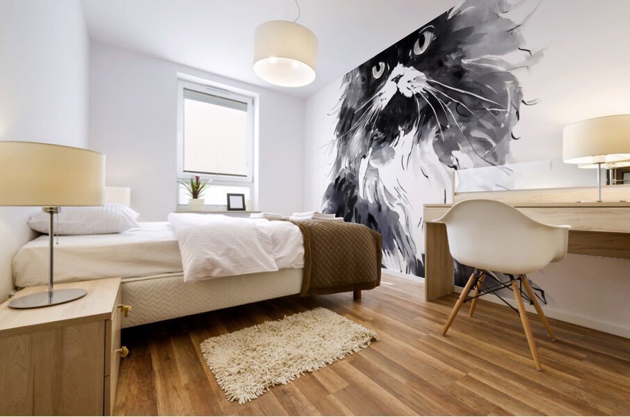 Bad Hair Day Kitty Mural print