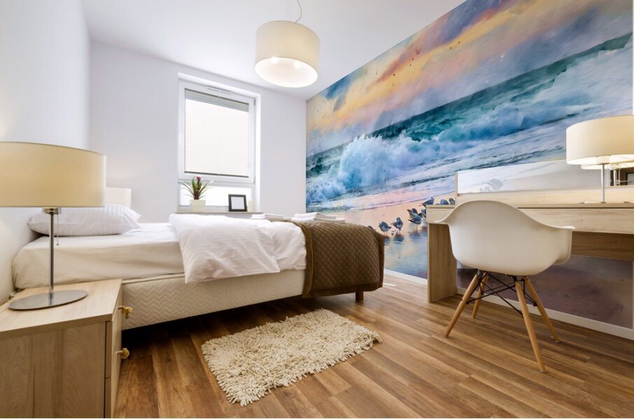 Sanderlings Along The Shore Mural print