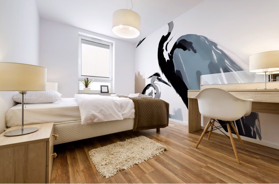 The Blue Heron and the Egret Impression murale