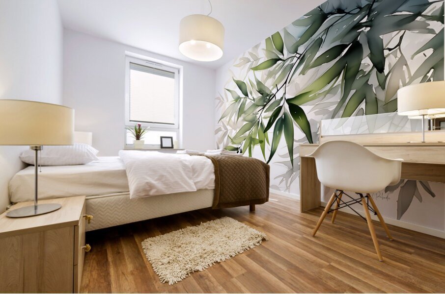 Bamboo Leaves Watercolor Impression murale