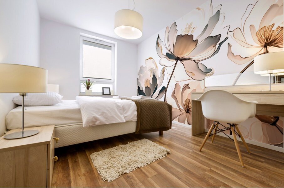 Golden Peonies Mural print