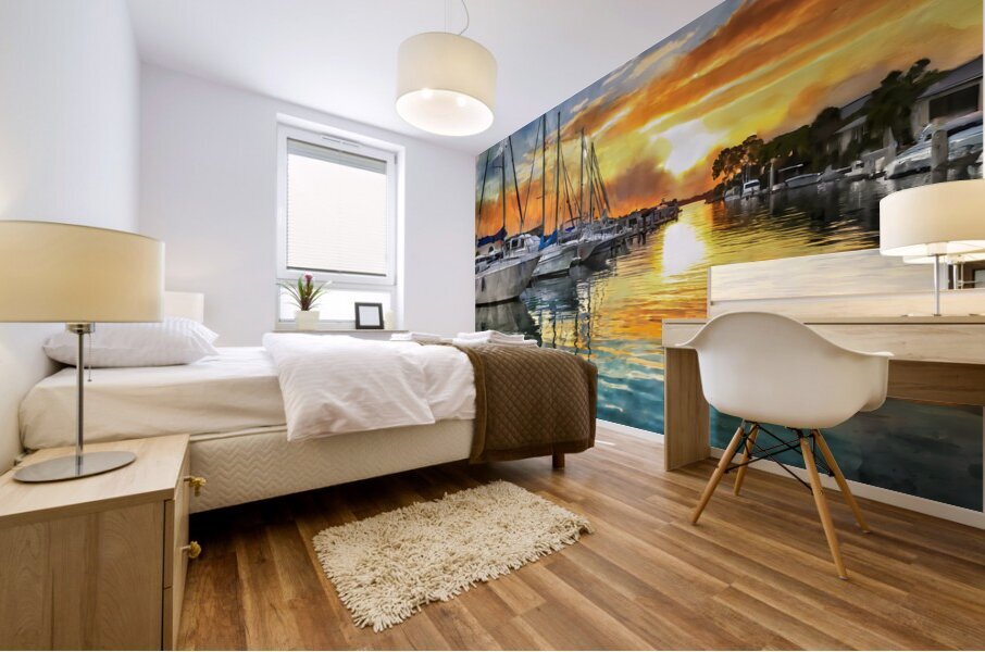 Vermilion River Sunset Mural print