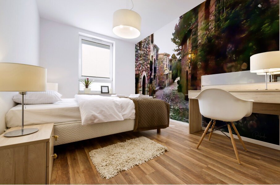 Tuscany Cobblestone Streets and Homes Impression murale