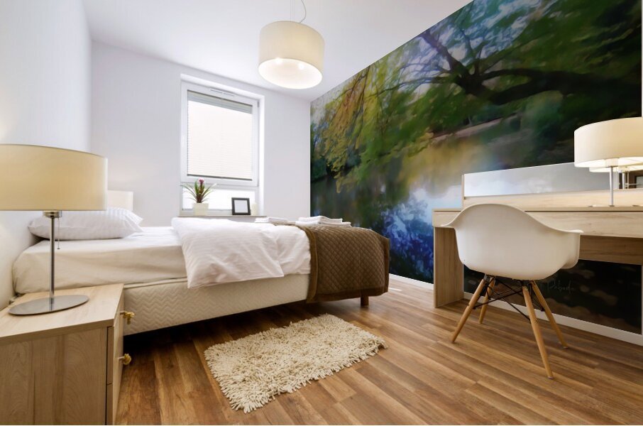 Sunrise Colors Reflecting Across The Lake Mural print