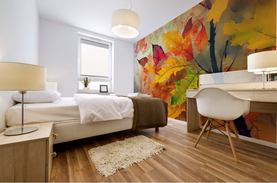 Fall Leaves in the Mist Mural print