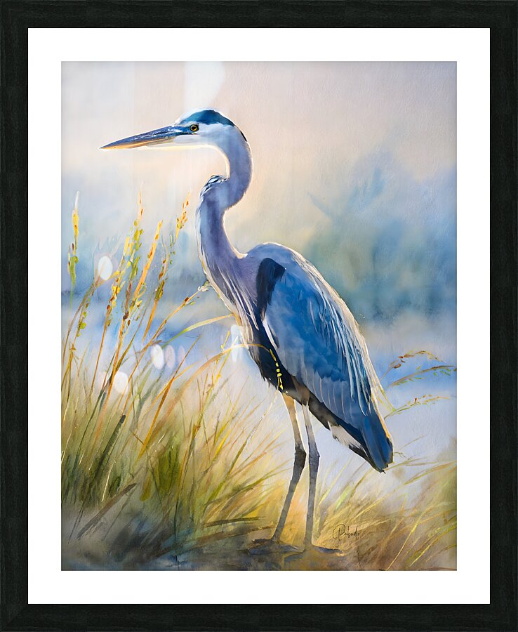 Blue Heron Beachside Picture Frame print