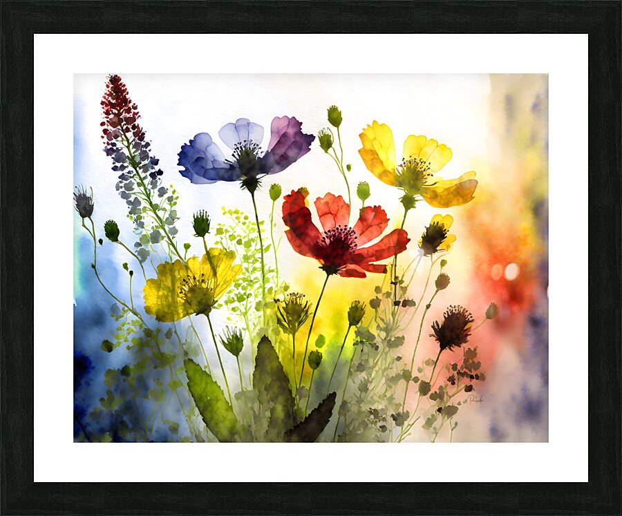 Wildflowers In Watercolor Impression et Cadre photo
